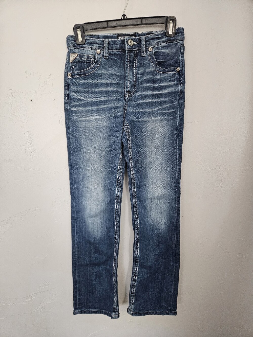 Salvage Youth Boys 16 Reckless Straight Leg Medium Wash Denim Jeans Buckle